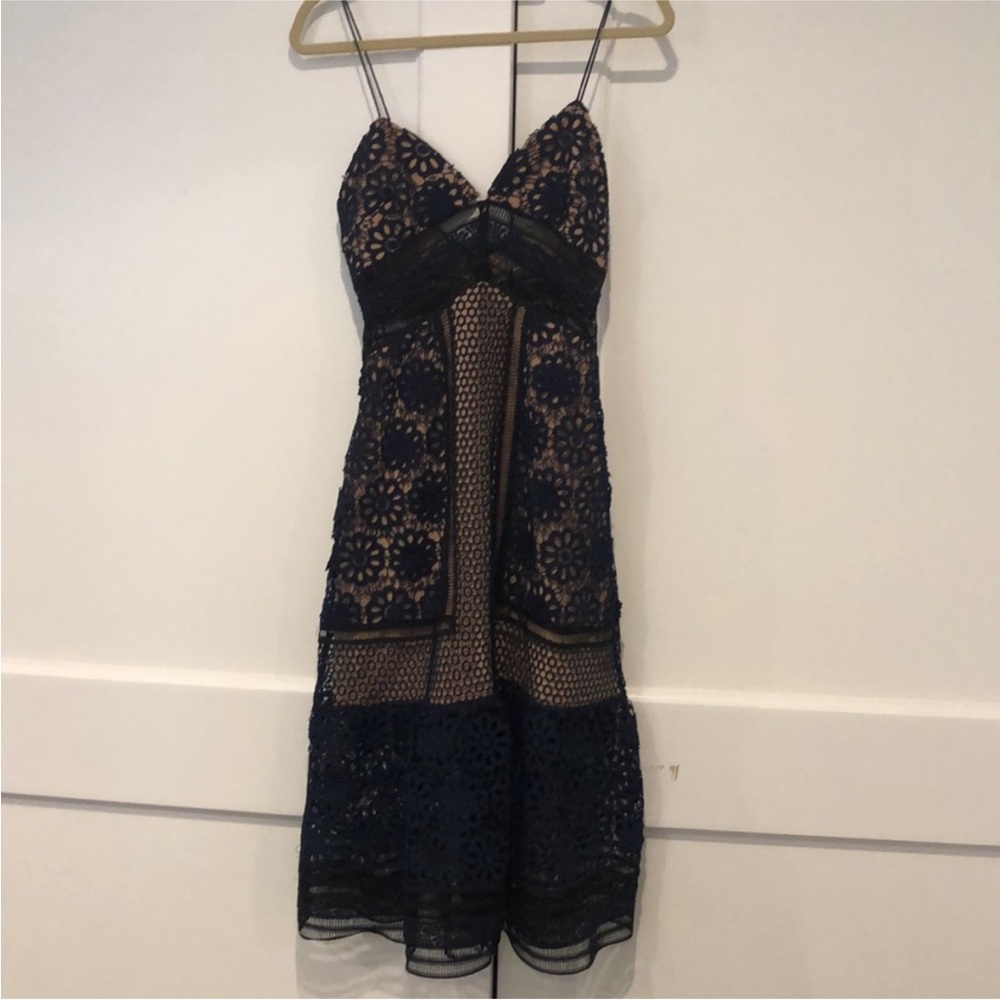 Self Portrait Navy Lace Dress - Picture 2 of 11